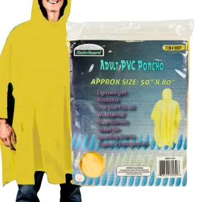 10 Mil Neon Yellow Vinyl Rain Poncho with Hood - Adult Size  - RAIN-69050