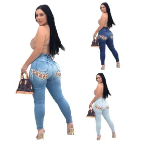 21230-MX75 bandage slim pencil xxxl plus size jeans women sehe fashion