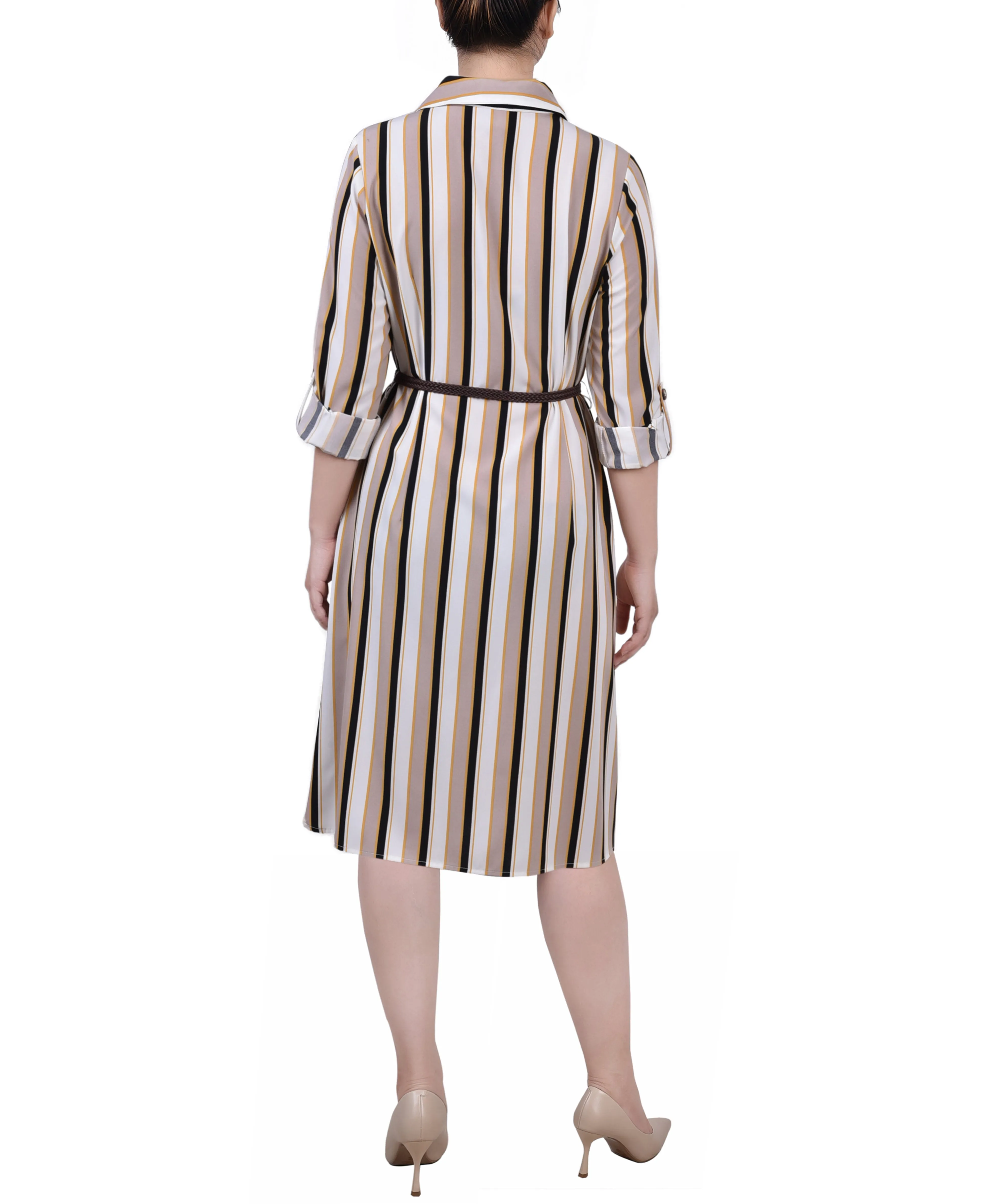 3/4 Roll Tab Sleeve Shirtdress