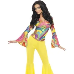 70s Groovy Babe Costume Adult Yellow with Black