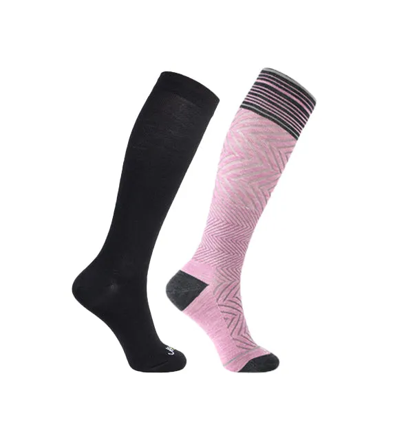 76% Rich Merino Wool Everyday Compression Socks (15-20mmHg) - Zig-Zag- 2 Pack