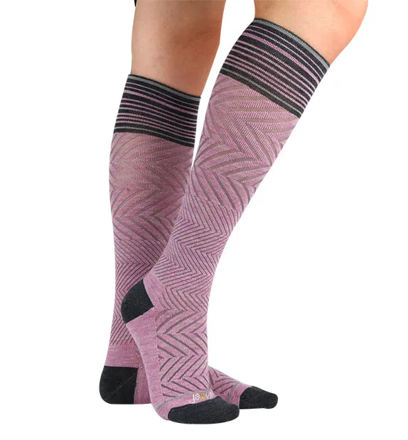 76% Rich Merino Wool Everyday Compression Socks (15-20mmHg) - Zig-Zag- 2 Pack