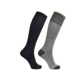 76% Rich Merino Wool Everyday Compression Socks (15-20mmHg) - Zig-Zag- 2 Pack