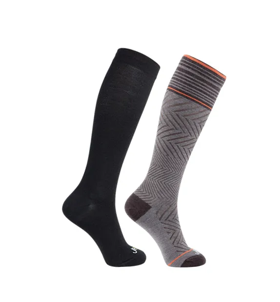 76% Rich Merino Wool Everyday Compression Socks (15-20mmHg) - Zig-Zag- 2 Pack