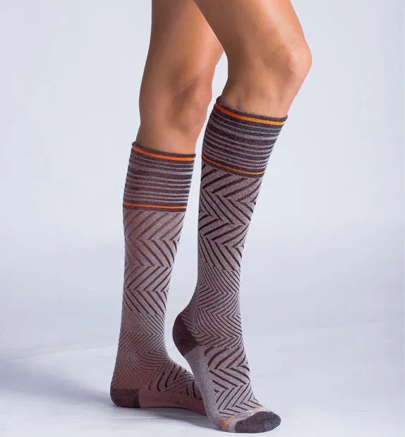 76% Rich Merino Wool Everyday Compression Socks (15-20mmHg) - Zig-Zag- 2 Pack