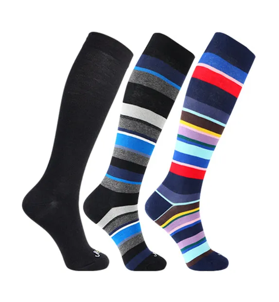 80% Rich Merino Wool Everyday Compression Socks (15-20mmHg) - Multistripes- 3 -Pack