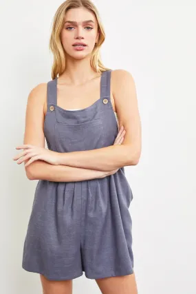 Adjustable Wide Leg Pocket Short Overalls Romper