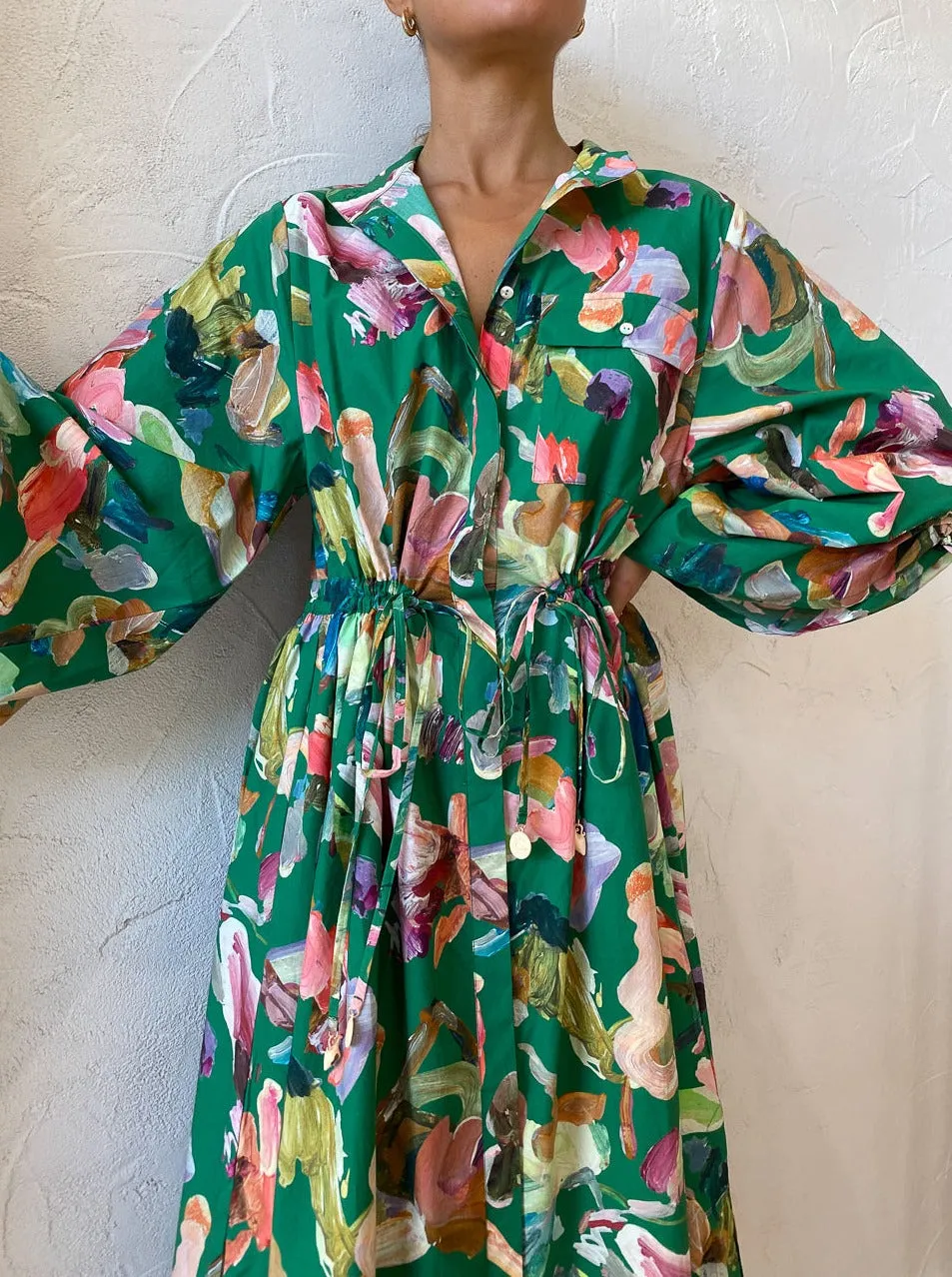 Alemais Arlo Shirt Dress in Forrest