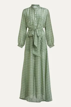 Angelique Jade Green Silk Shirt Dress