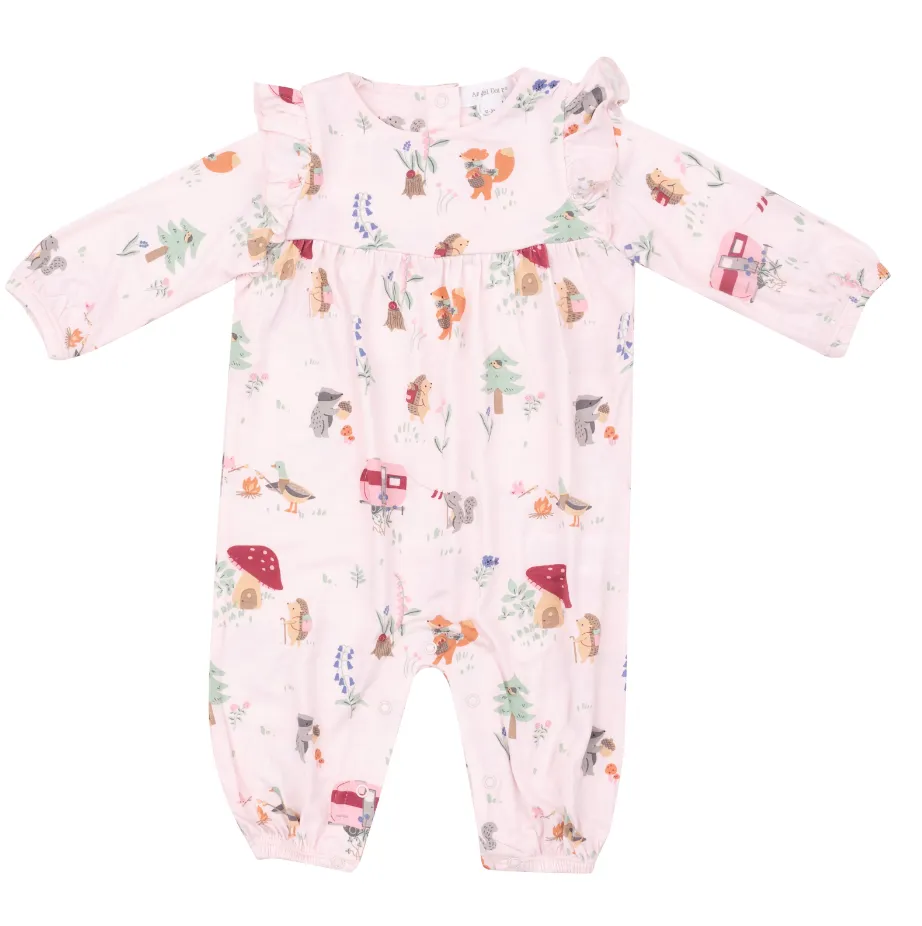 Animal campers ruffle romper