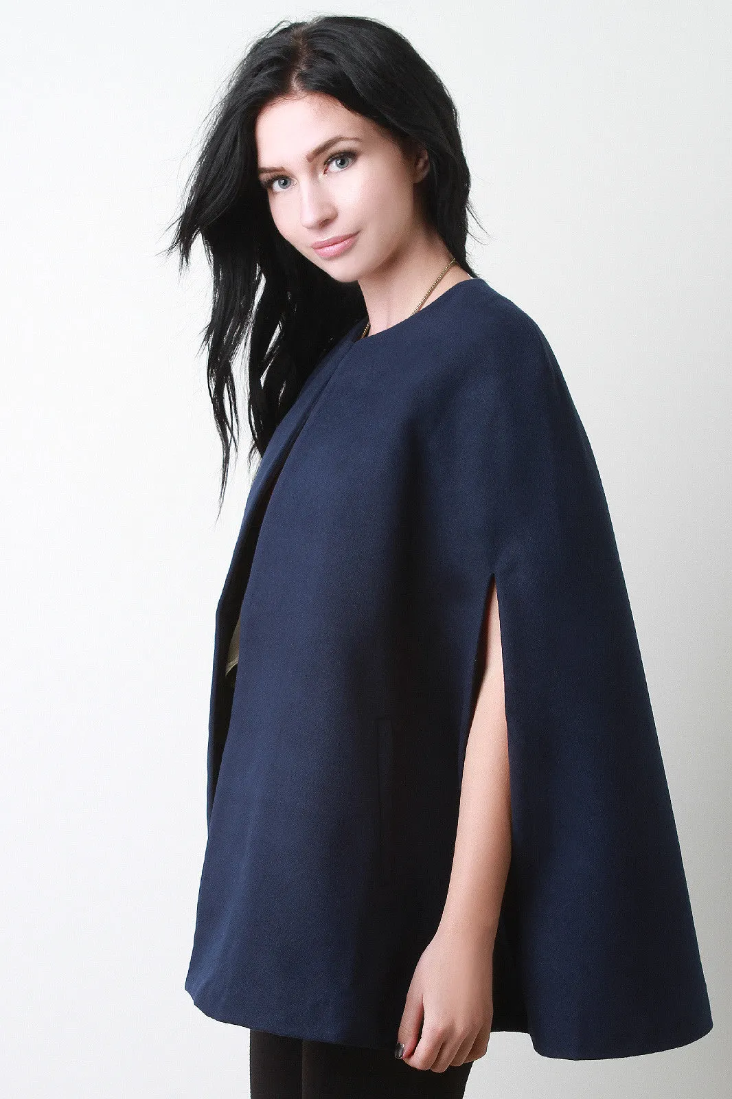 Arm Slit Seamless Fall Cape