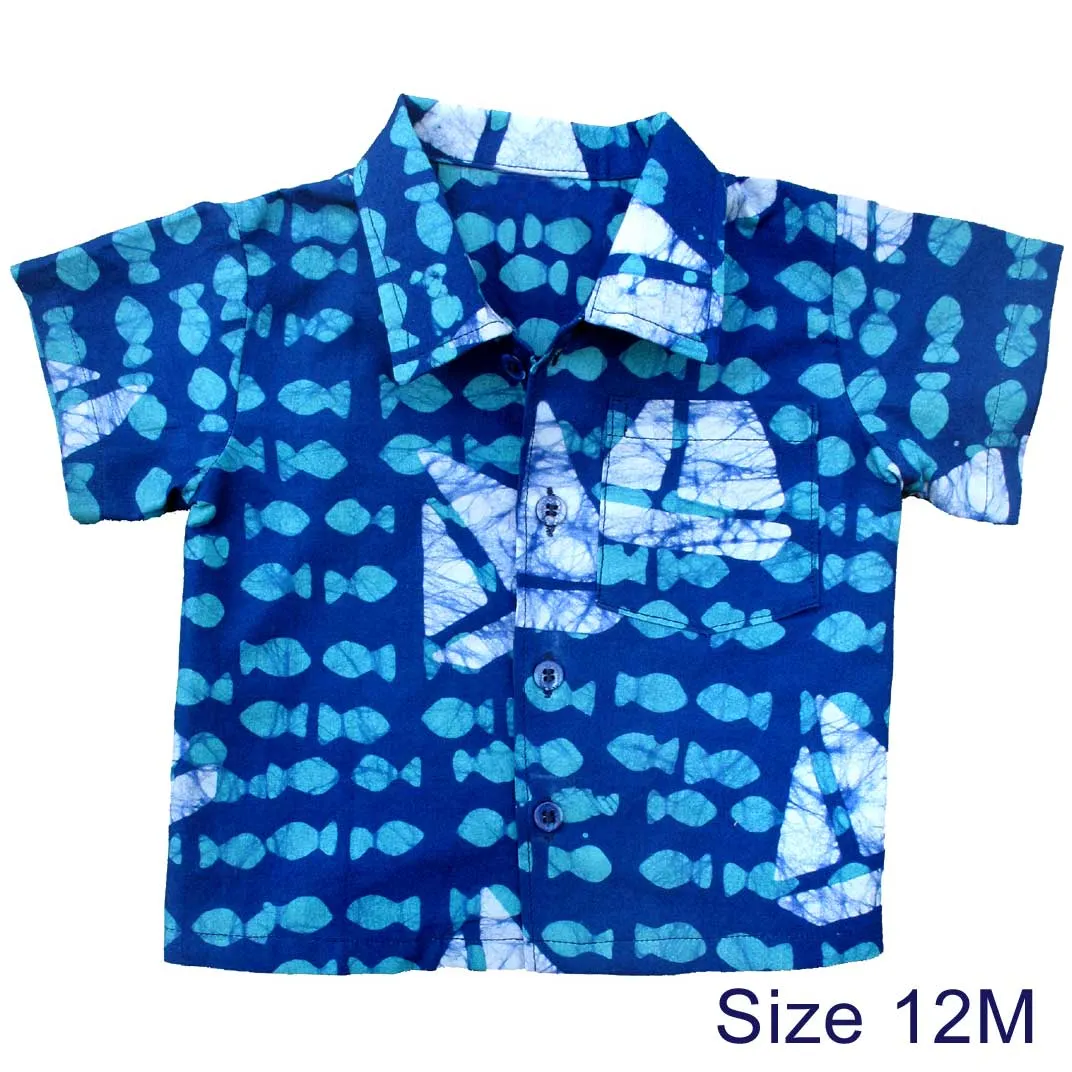 Babies Button Down Shirt Sailing Blue Global Mamas