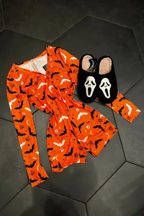 Batty Halloween Romper (Orange)