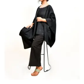 Black Merino Wool Short Cape