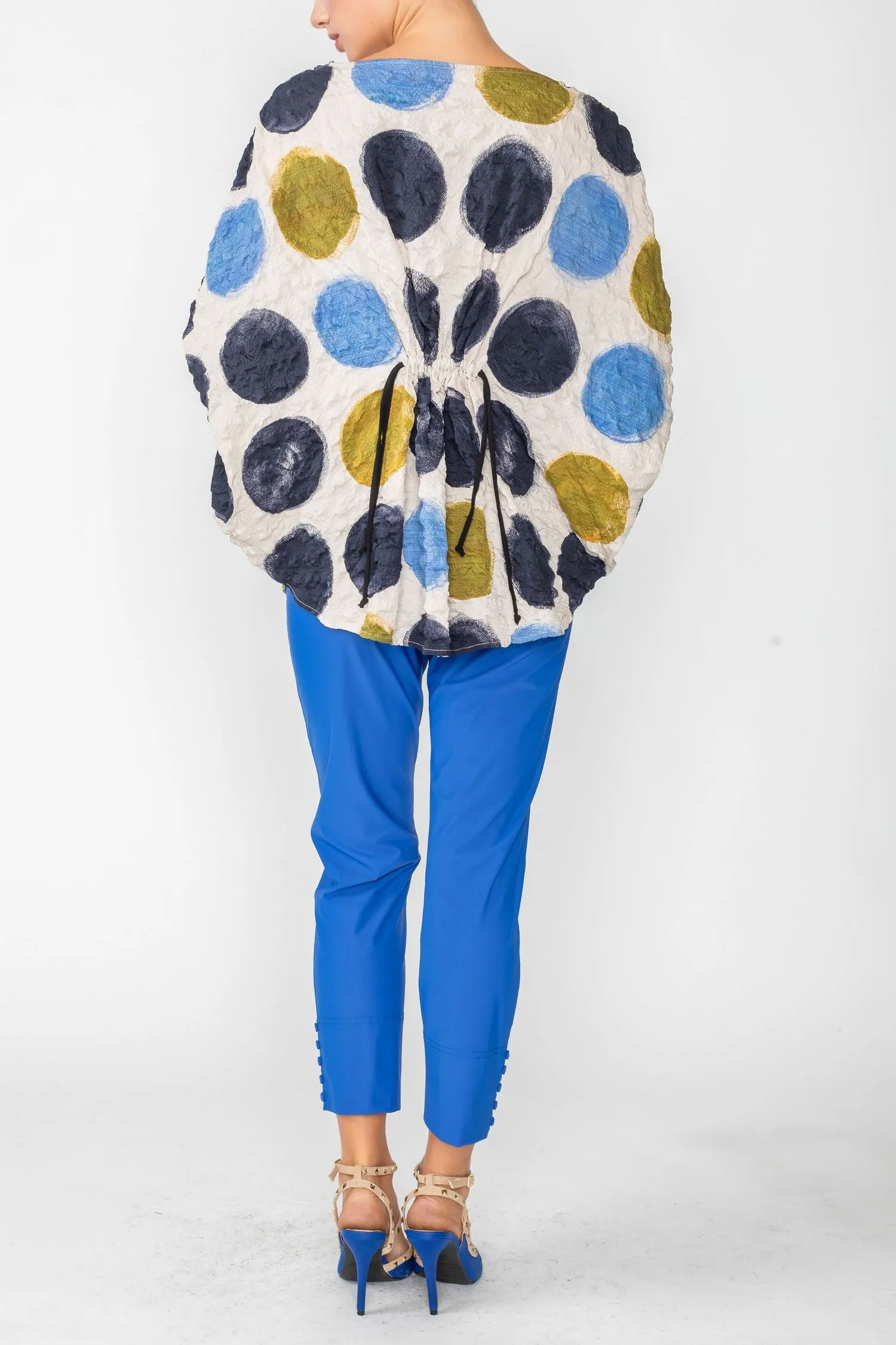 Blue Circle Print Poncho Top