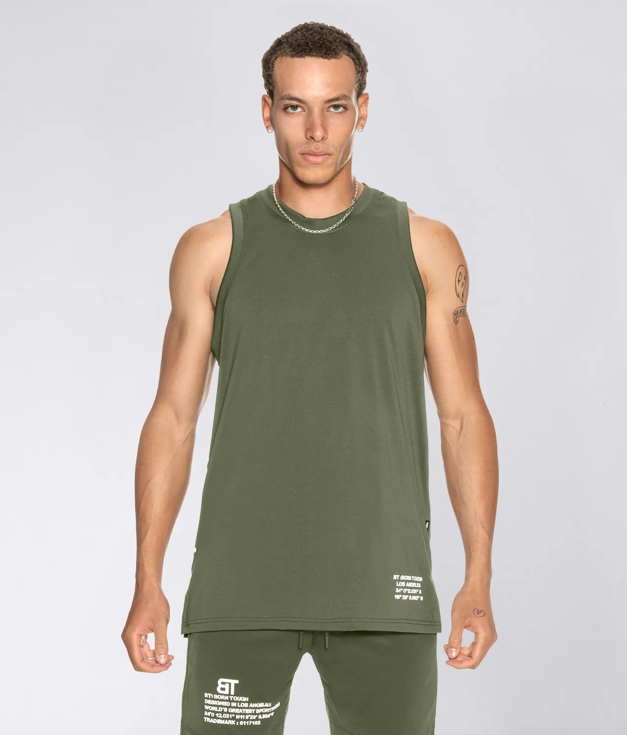 Born Tough Air Pro™ Military Green Running Tank Top for Men