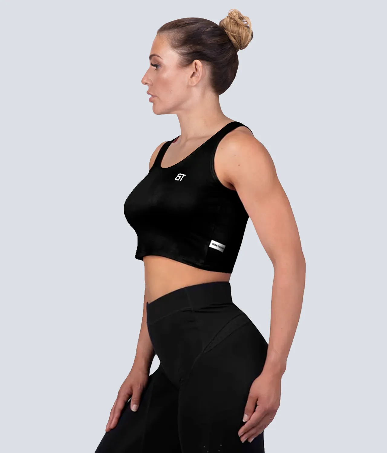 Born Tough Core Black Sheer Crop Crossfit Top for Women