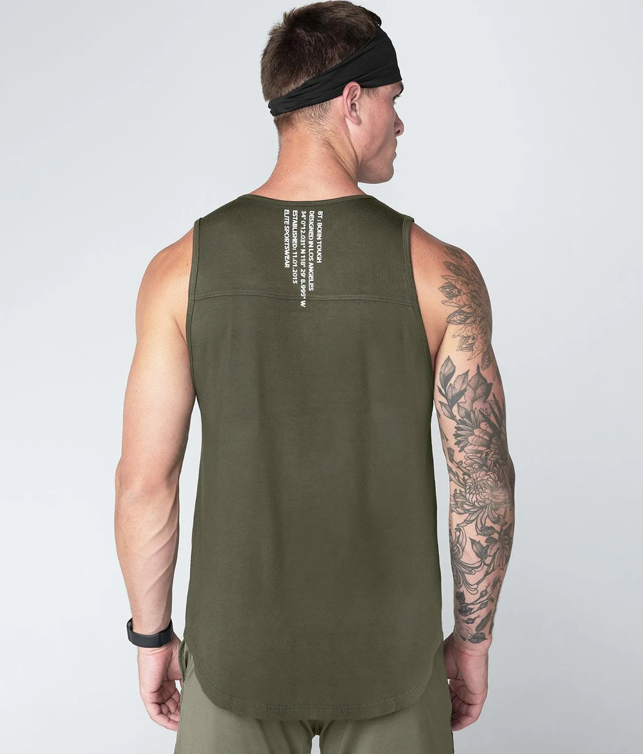 Born Tough Core Fit Military Green Running Tank Top for Men