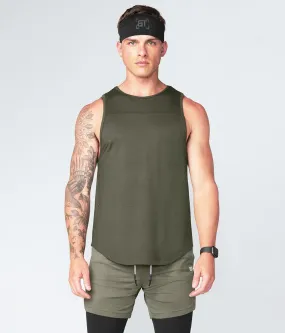 Born Tough Core Fit Military Green Running Tank Top for Men