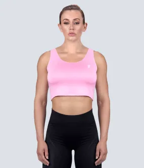 Born Tough Core Pink Sheer Crop Athletic Top for Women