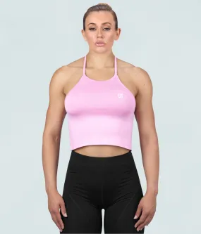 Born Tough Core Pink Sheer Halter Athletic Top for Women