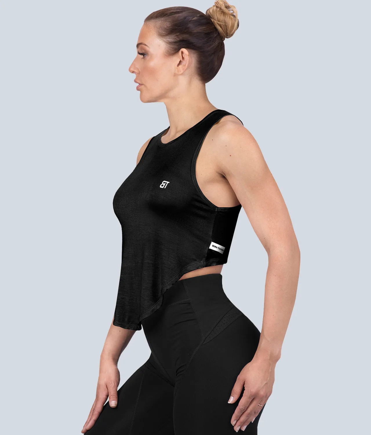 Born Tough High Altitude Black Sheer Athletic Tank Top for Women