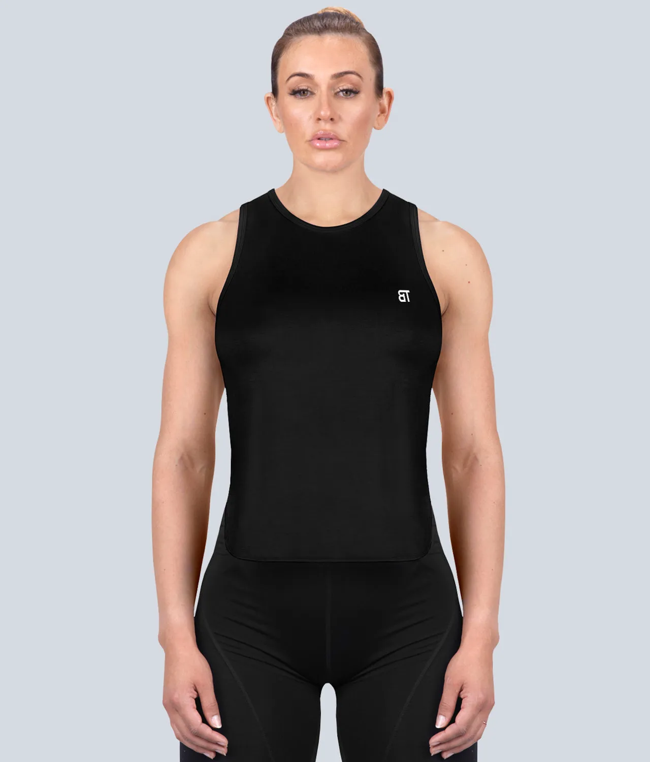 Born Tough Limitless Muscle Black Sheer Bodybuilding Tank Top for Women