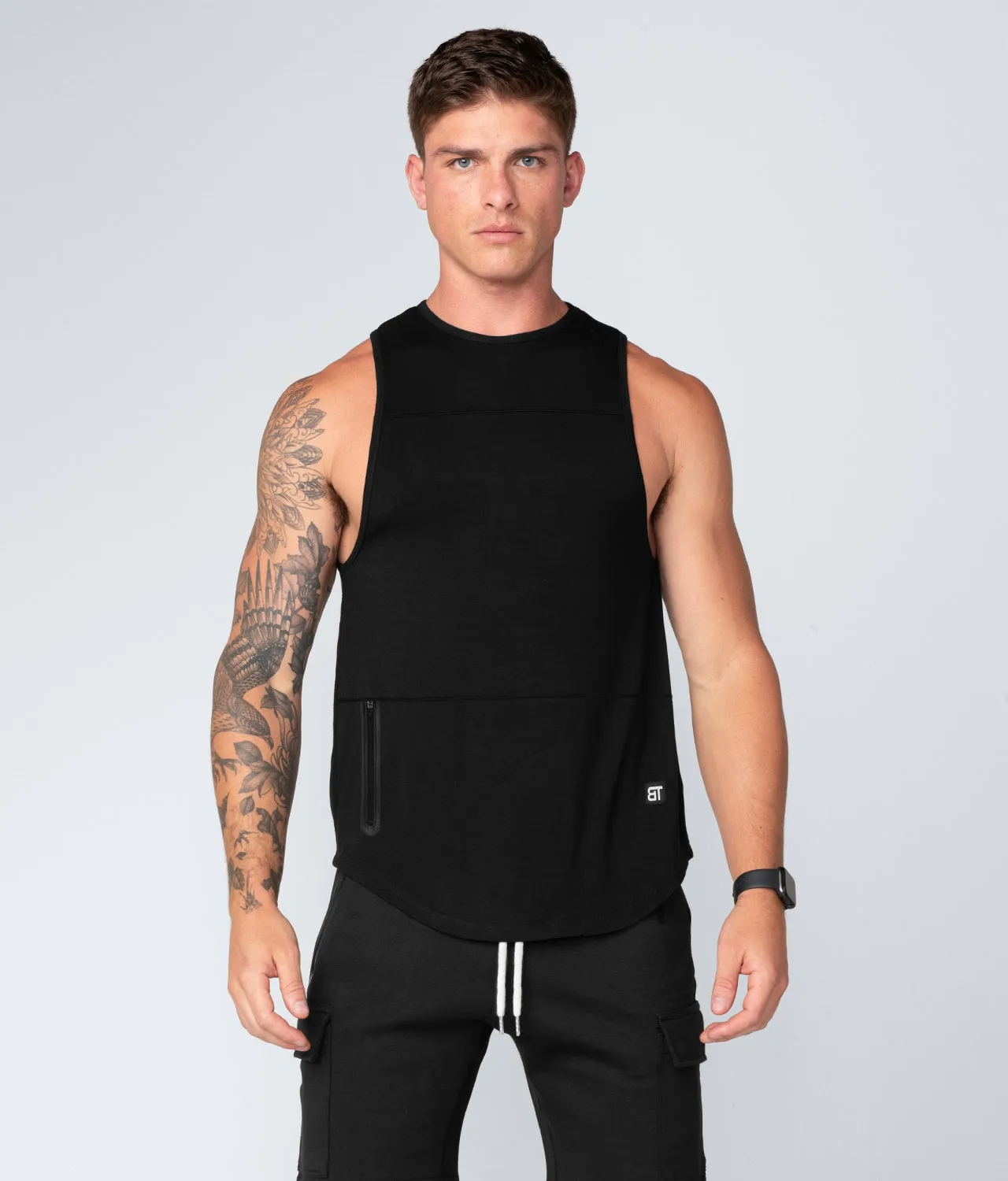 Born Tough Zippered Black Bodybuilding Tank Top for Men