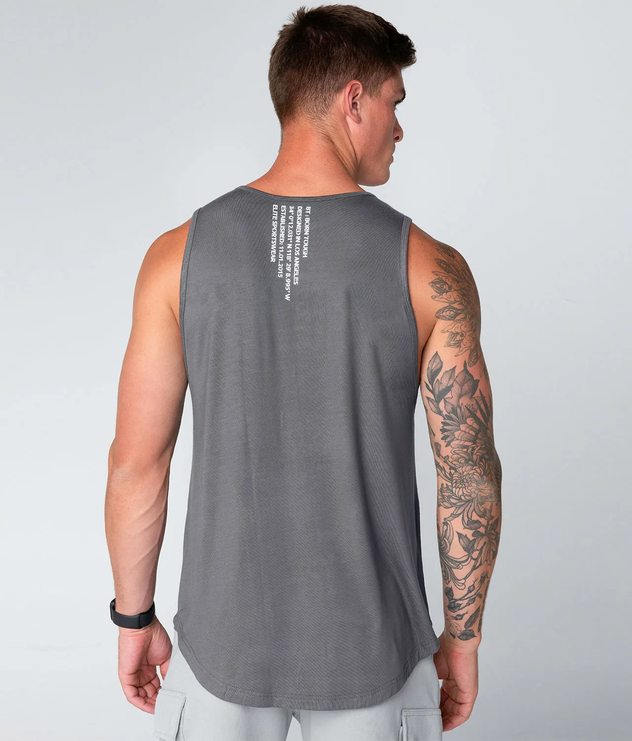 Born Tough Zippered Gray Athletic Tank Top for Men