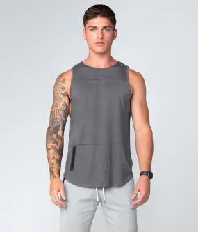 Born Tough Zippered Gray Athletic Tank Top for Men