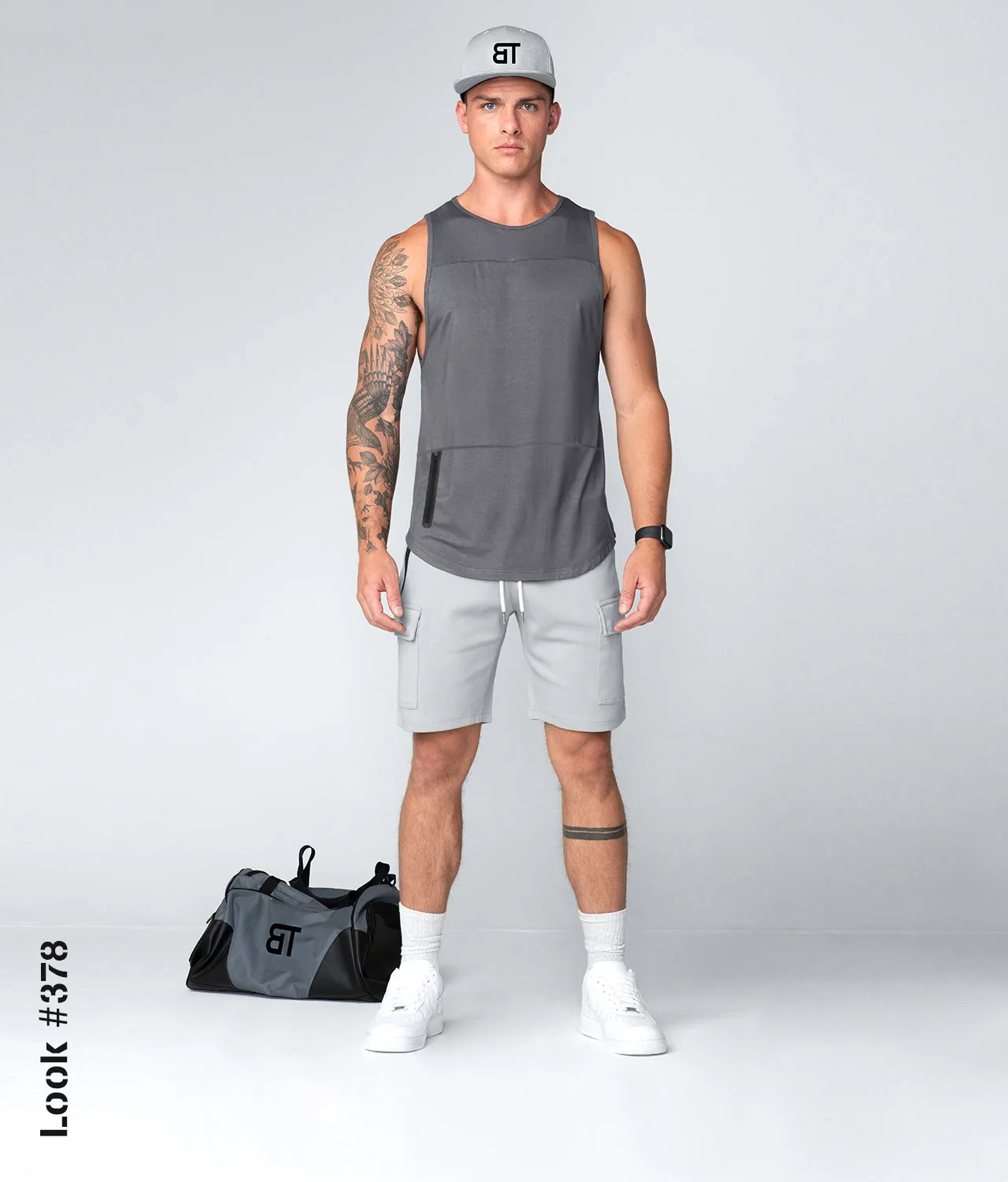 Born Tough Zippered Gray Athletic Tank Top for Men