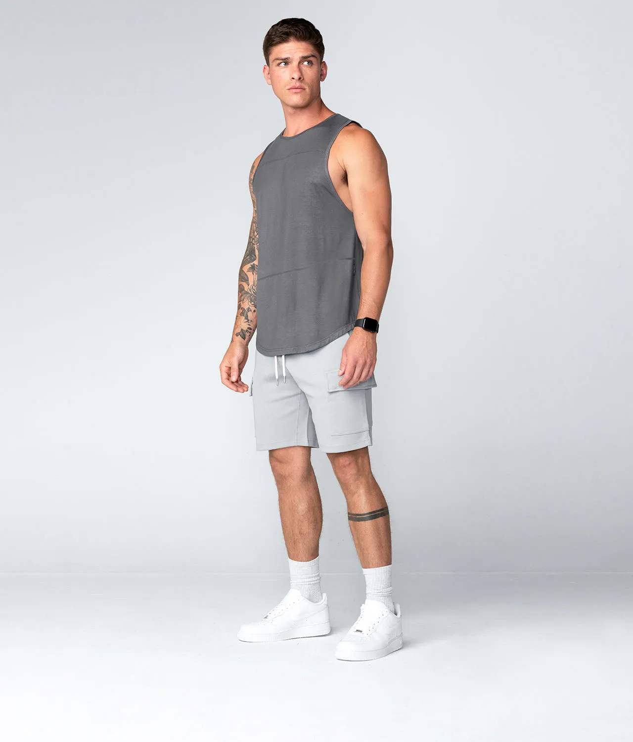 Born Tough Zippered Gray Bodybuilding Tank Top for Men