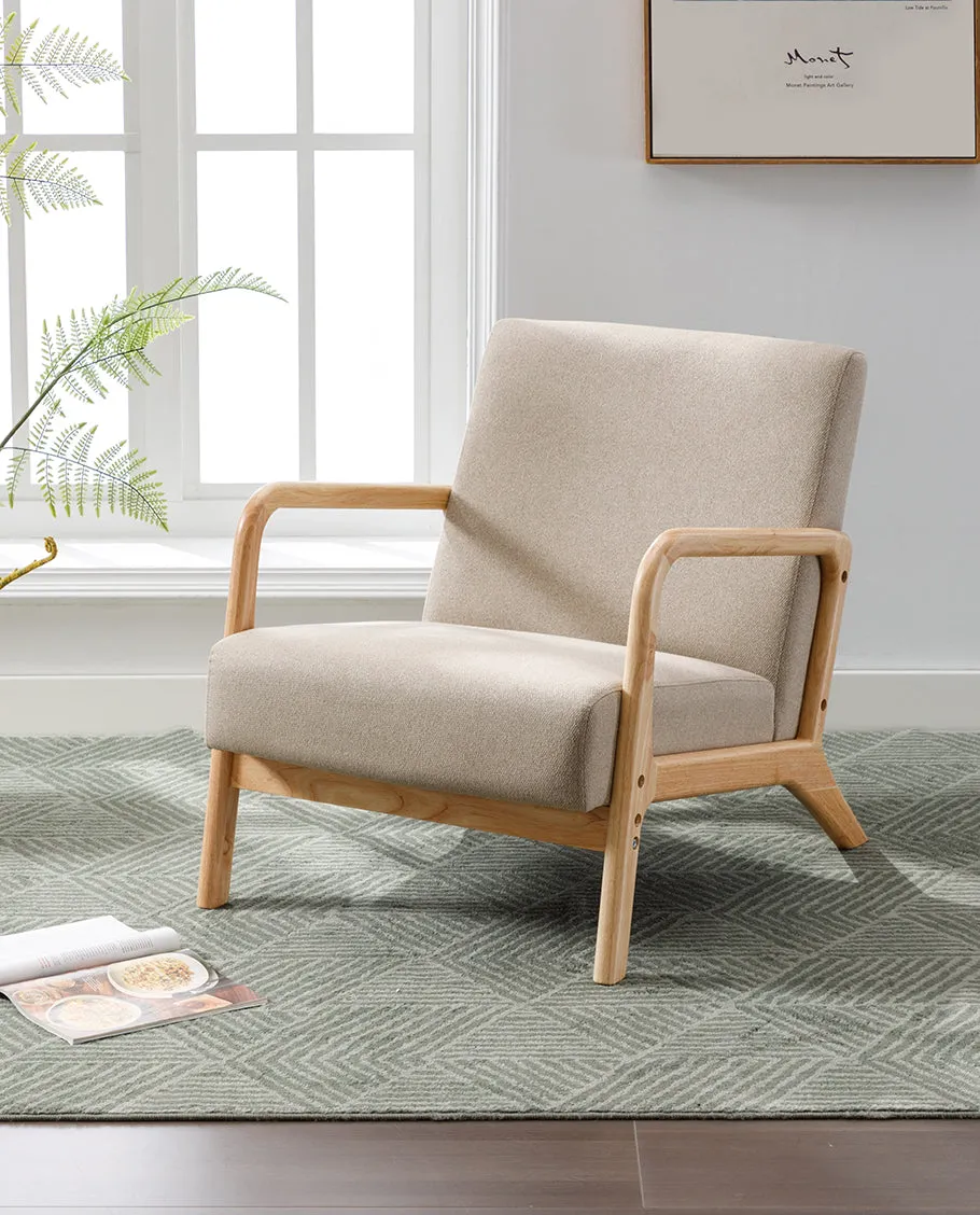 Cape Cod Fabric Wood Lounge Accent Chair