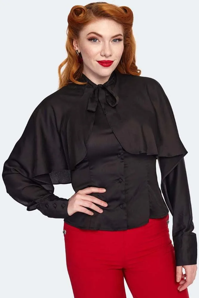 Cape Sleeve Tie Neck Blouse