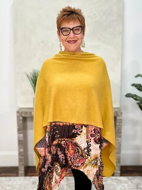 Cashmere Poncho Topper, Lotta Yellow