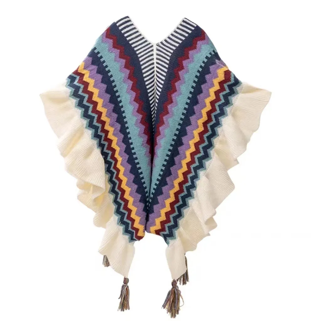 Chevron Ruffle Shawl