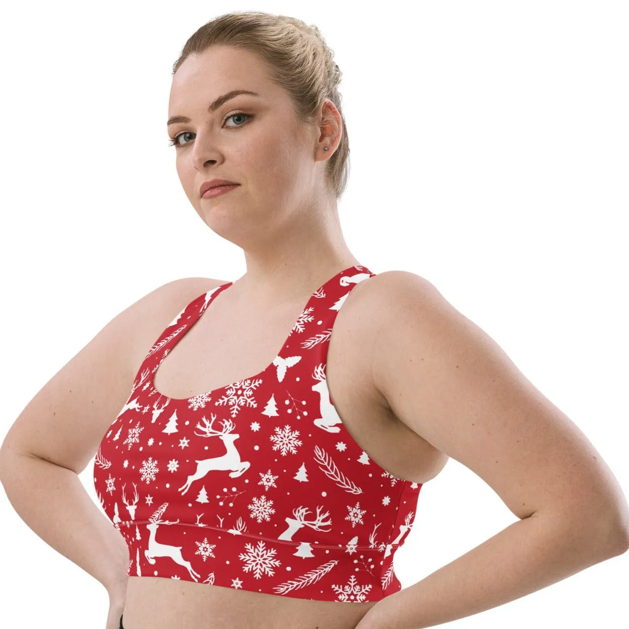 Christmas in July Longline Sports Bra, lioness-love