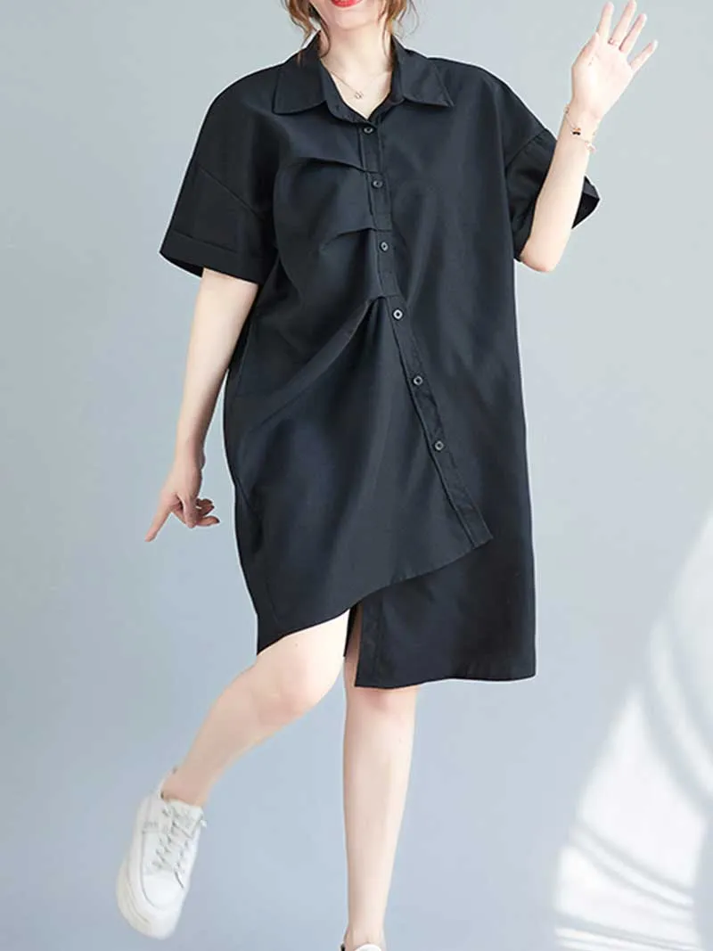 Cotton Short Sleeves Shirt Dress