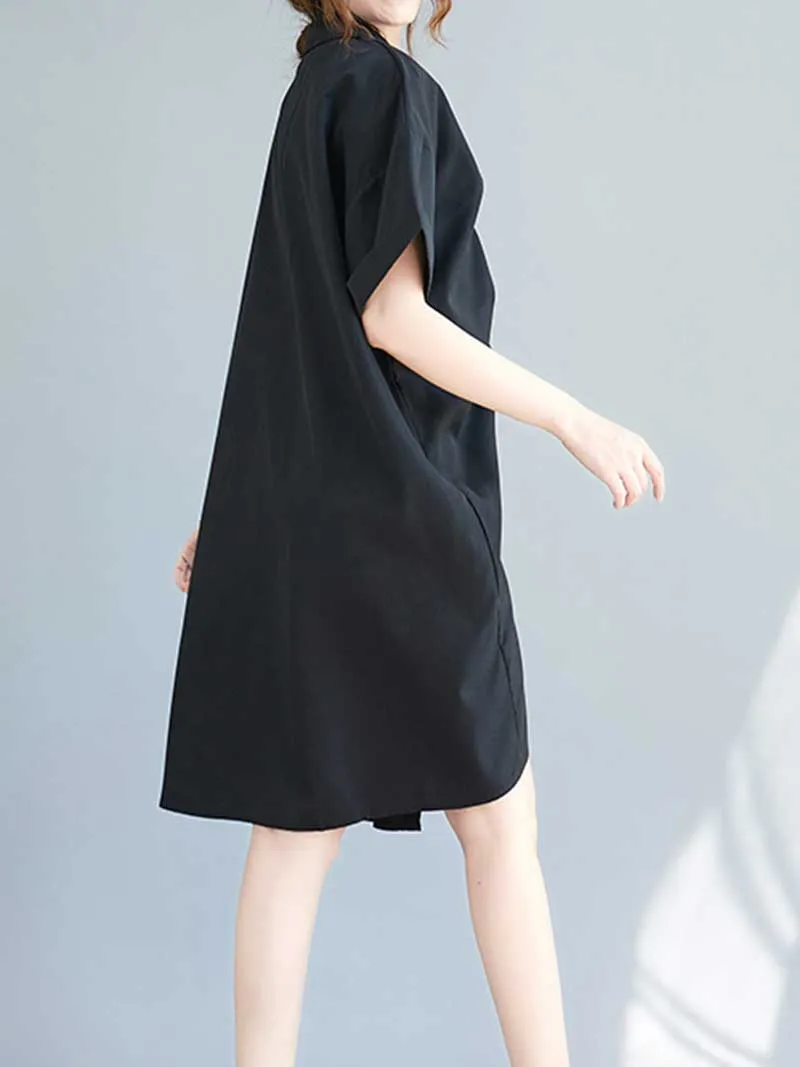 Cotton Short Sleeves Shirt Dress