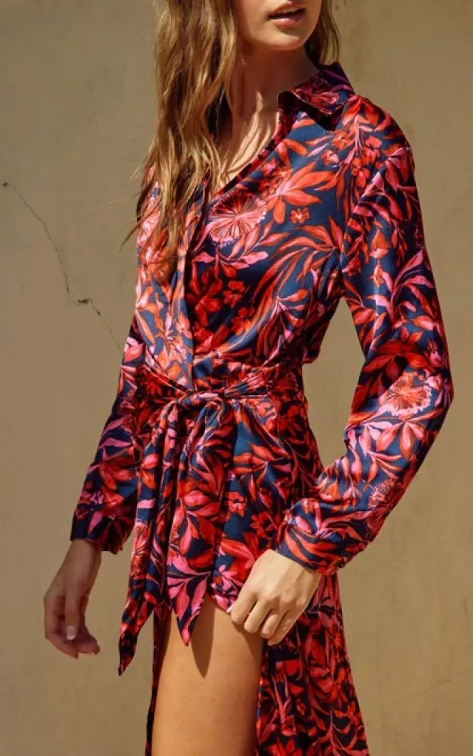 Dress Forum- Floral Print Shirt Midi Dress