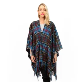 Edinburgh Lambswool Long Tartan Cape Cragg Check Ginger