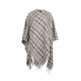 Edinburgh Lambswool Long Tartan Cape  Thomson Grey