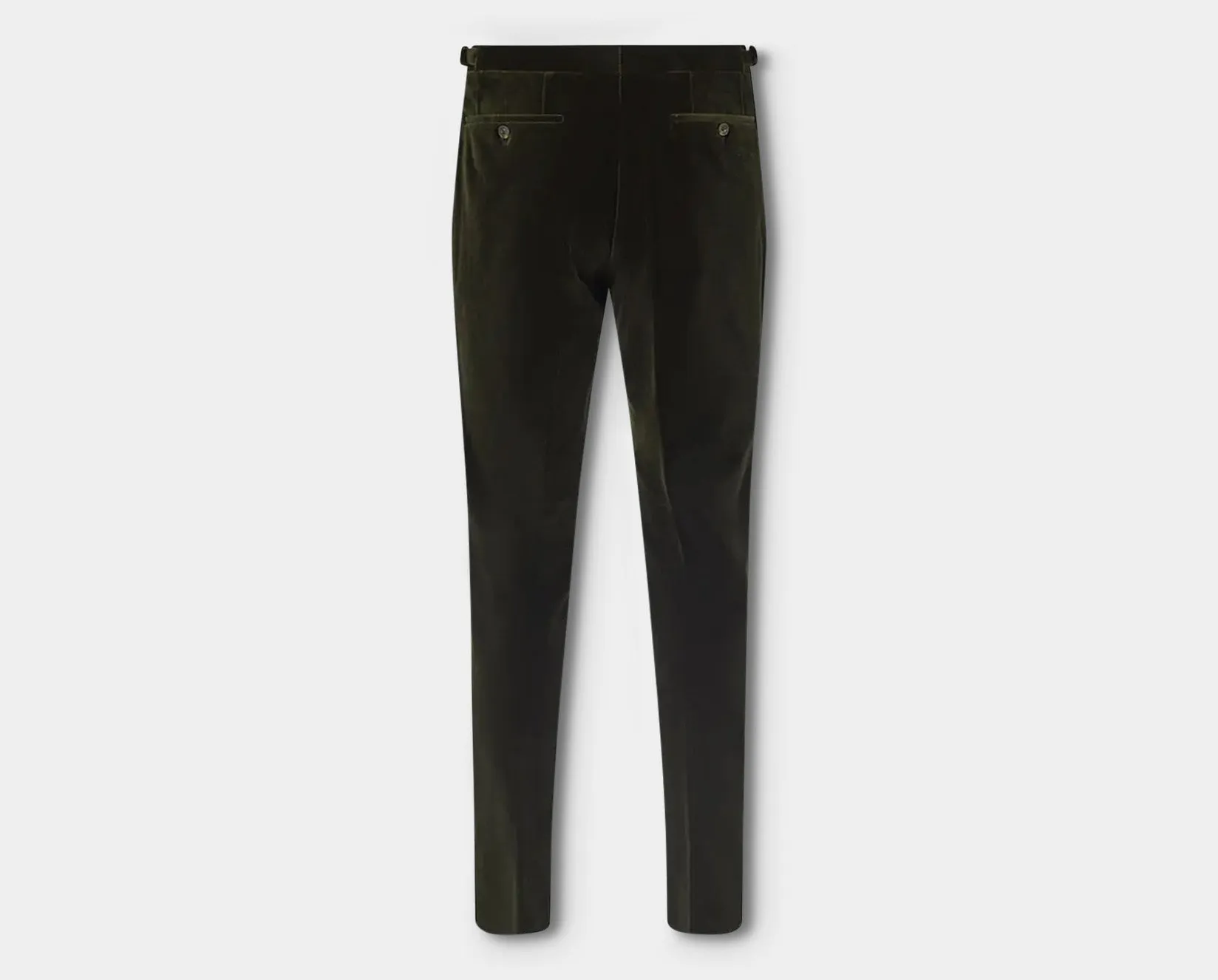 Green Flat Front Velvet Trousers