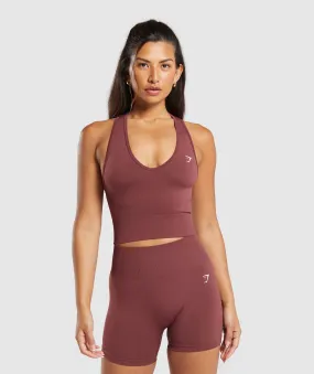 Gymshark Everyday Seamless Crop Tank - Burgundy Brown