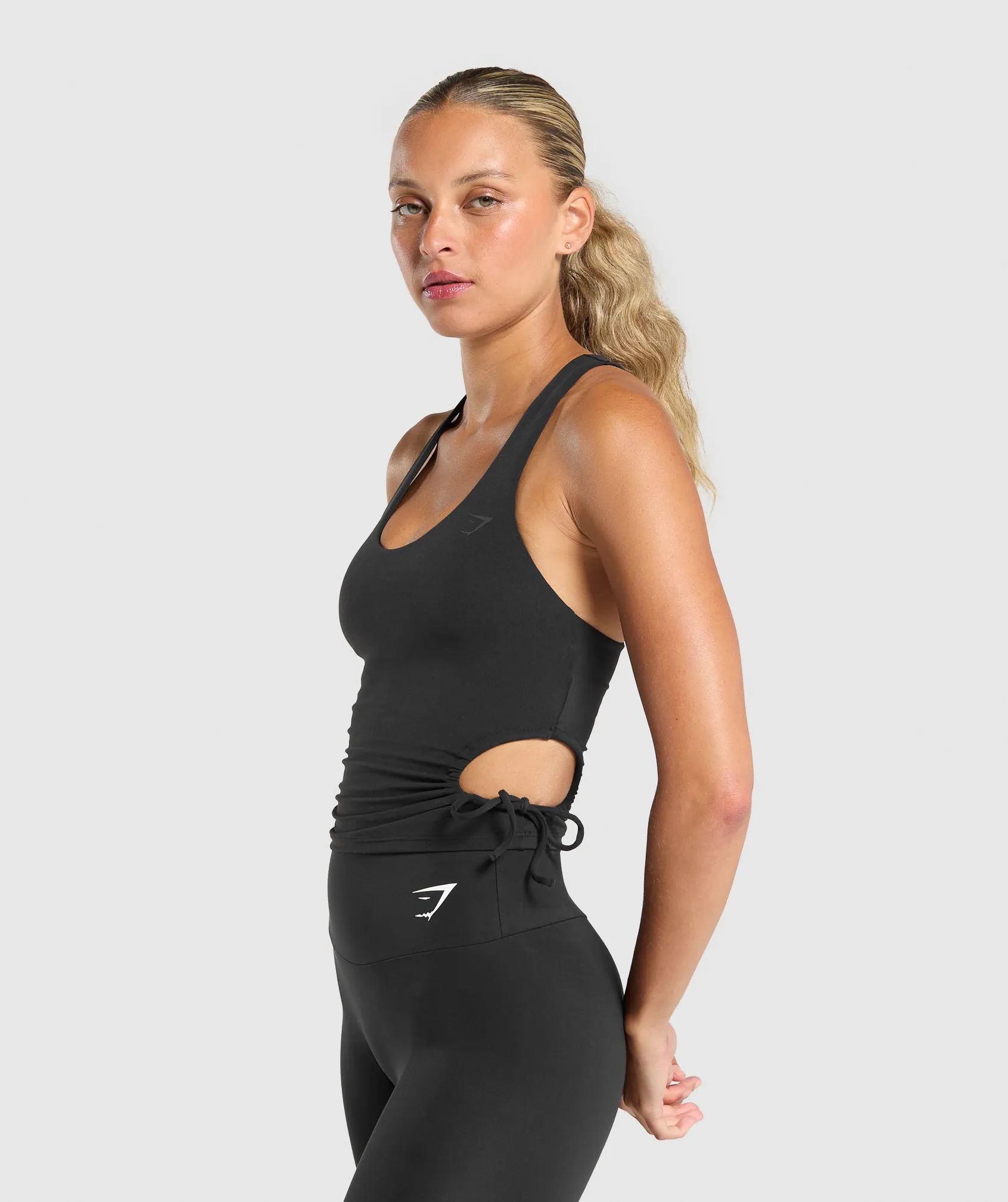 Gymshark Ruched Side Tank With Shelf - Black