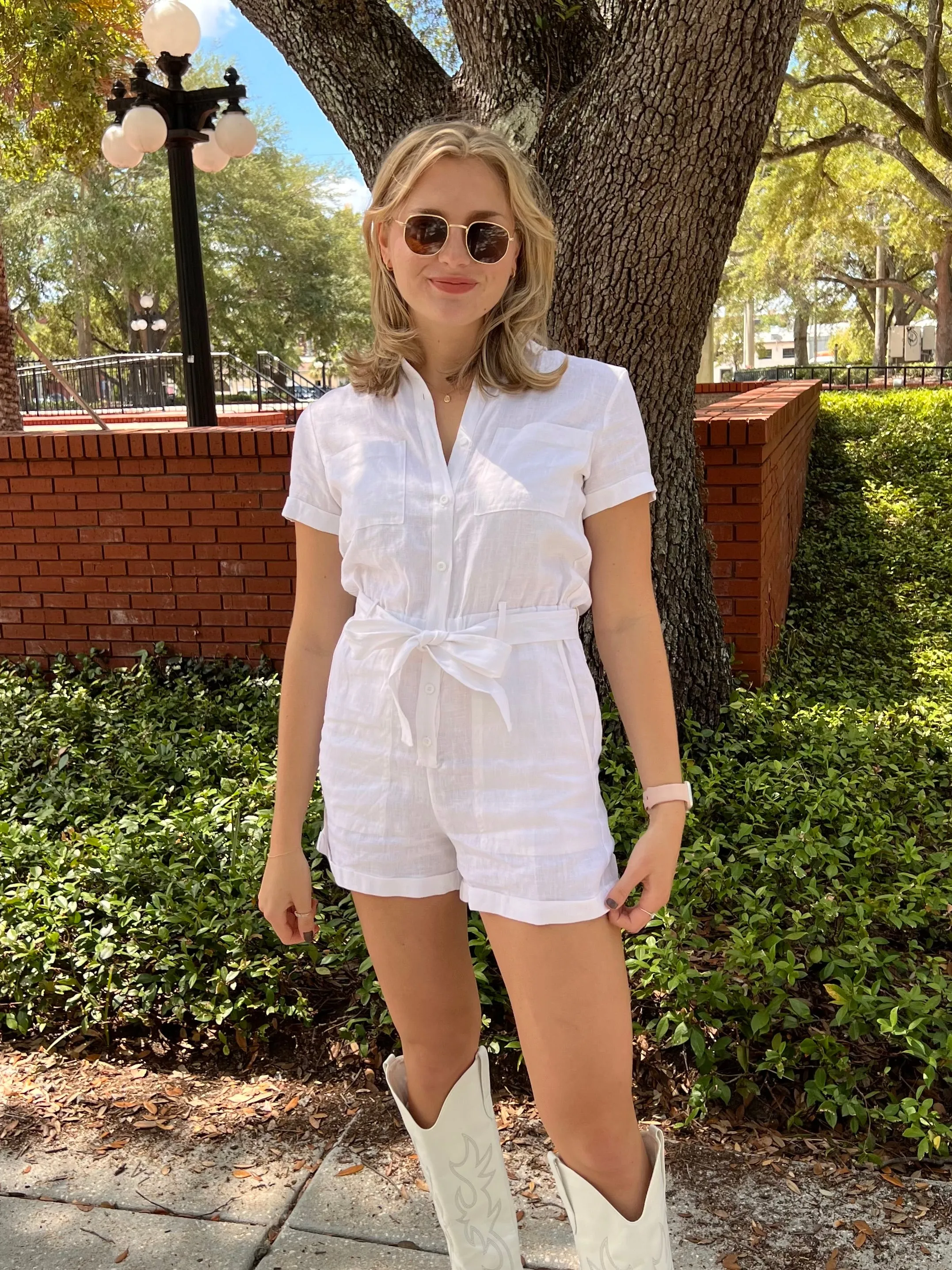 HAYDEN LINEN ROMPER IN WHITE