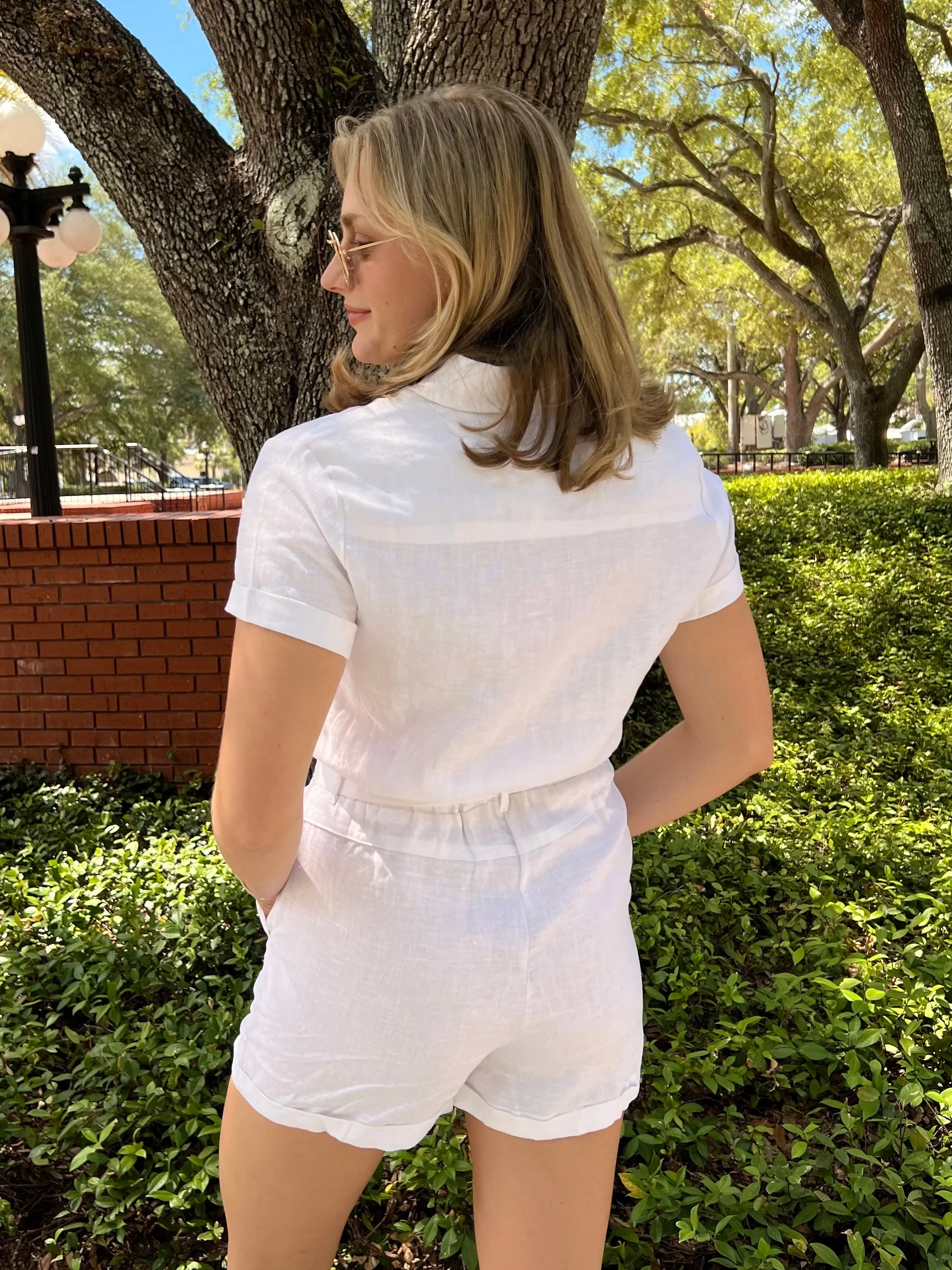 HAYDEN LINEN ROMPER IN WHITE