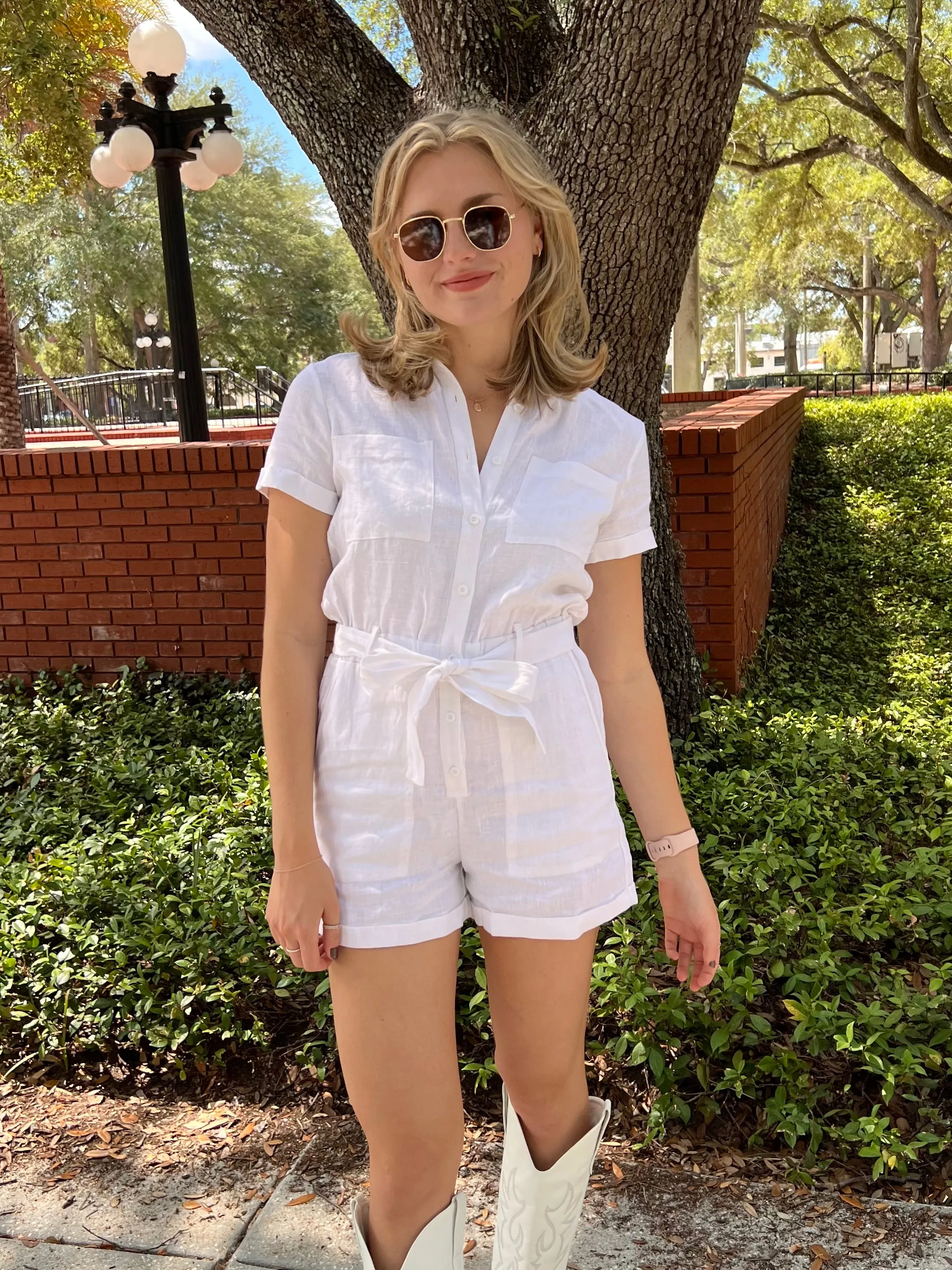 HAYDEN LINEN ROMPER IN WHITE