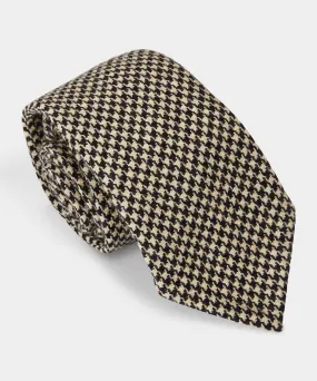 Houndstooth Flannel Wool Tie in Cream