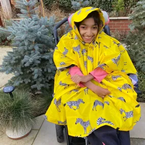 Kids Wheelchair Poncho - YELLOW ZEBRA